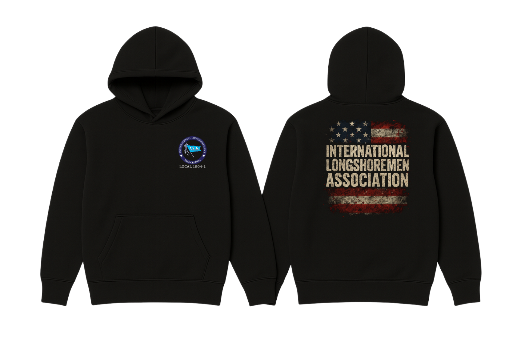 ILA Local 1804-1 Distressed Flag Hoodie